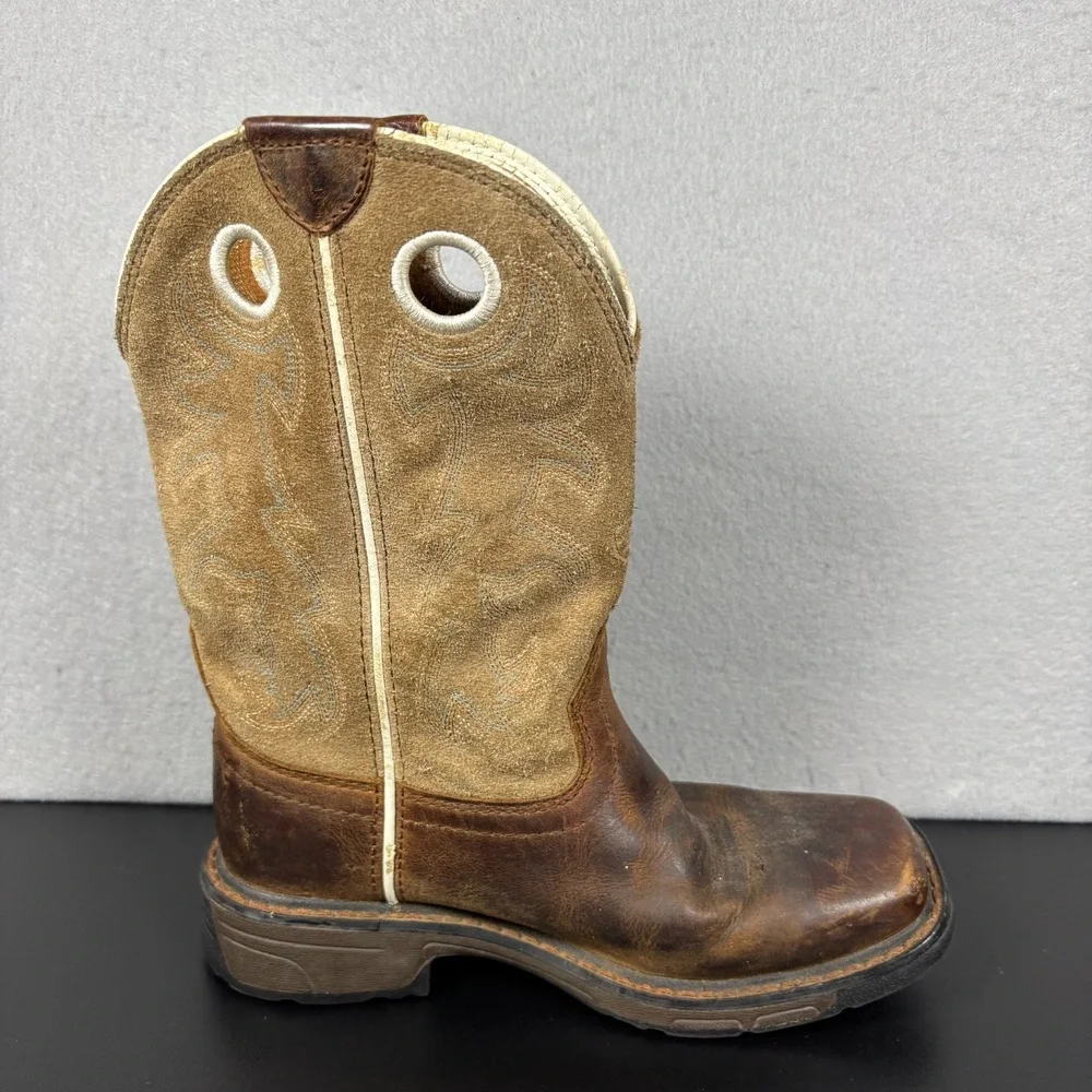 Ariat Workhog Boots Square Toe Unisex Youth Size 2 Cowboy 10008644 Western Brown